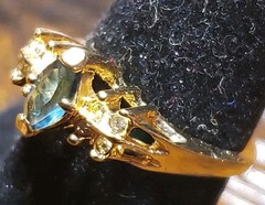 Vintage London Blue Topaz Rhinestone Ring Size 6 1/4 Marked But Unable To Read