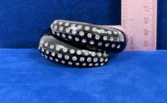 Vintage Black Clamper Hinged Bracelet with Rhinestones