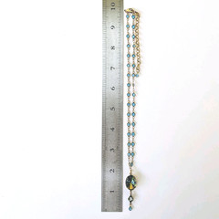 Vtg Swarovski Crystal Necklace Vitrail Glass Pendant Antique Brass Artisan Made