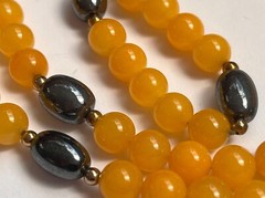 Natural Yellow Stone Beads Necklace No Clasp 28″ L