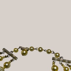 Vintage Hong Kong 3 Strand Faux Pearl Necklace Champagne Gold Beaded Choker