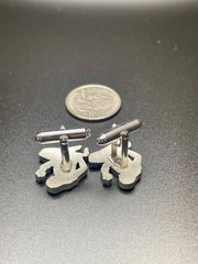Vintage Art Deco Kneeling Siren Cufflinks Sculptural Novelty Silver Tone