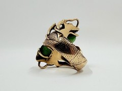 Antique Victorian 14K Gold Jade & Diamond Chinese Dragon Bypass Ring by Nosey