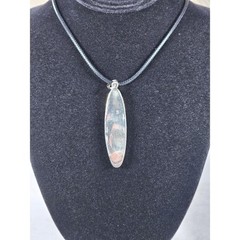 Vintage Sterling Silver Blue Enamel Script Pendant Necklace