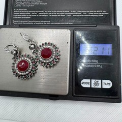 Vintage Red Crystal Dangle Earrings Victorian Boho Statement Jewelry Gift