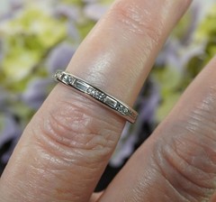 Vintage Platinum Baguette Round Diamond Eternity Ring Band VS-G Size 5.5