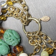Vintage Robert Rose Stretch Bracelet Estate Jewelry Pre-Owned Faux Carved Jade