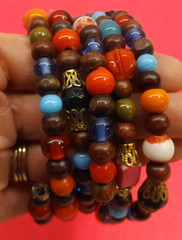 Vintage Spiral Wrap Bracelet with Multiple Colors Wood Glass Metal Plastic Beads