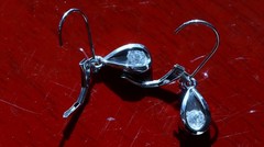 14k white gold earrings 0.25ct natural diamond 1.0″ teardrop dangle 2.50gr N3344