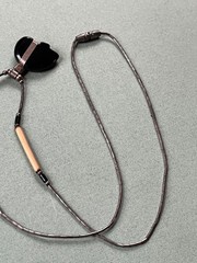 Old Pawn Liquid Silver Chain w Faux Porcupine Quill Bead & Black Plastic Tribal