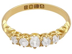 Antique 0.66Ct Diamond and 18k Yellow Gold Five Stone Ring 1911