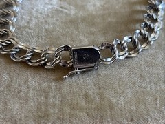 Vintage Marathon Co. Sterling Silver Double Curb Link Chain Charm Bracelet