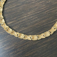 Vintage FAS 925 Starling Silver Vermeil XO Pattern Necklace Approx 18”L & 29g