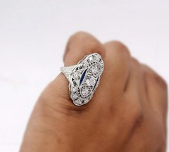 3Ct Vintage Art Deco Style Lab Created Diamond Engagement 14K White Gold FN Ring