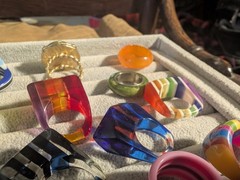 40+ Vintage Bakelite Lucite Etc plastic ring collection! Many sizes & designs!