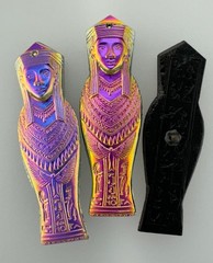 EGYPTIAN REVIVAL PHARAOH PENDANT PEACOCK BLACK SCARAB GLASS NECKLACE SET ARTISAN