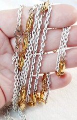 ** RARE Vintage Crown Trifari White & Goldtone Station Necklace – 56 In. **