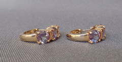 Gemstone Earrings Sterling Silver Gold Wash Hoop Possible Purple Violet Sapphire