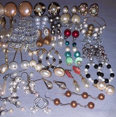 Great Lot 45 pair Vintage & Some Modern Faux Pearl Decorated Pierced Earrings