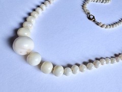 Antique Angel Skin Coral Graduated Beaded Knotted 23” Necklace GF Clasp