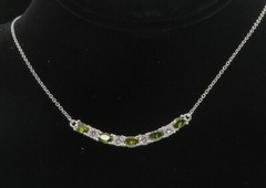 925 Sterling Silver Sparkling Cubic Zirconia & Peridot Chain Necklace NE1532