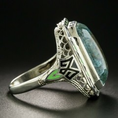 1930’s Vintage Art Deco Chalcedony (20 x 17 mm) Quartz In 925 Solid Silver Ring