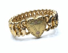American Queen Pitman & Keeler Gold Filled Expandable Engraved Heart Bracelet