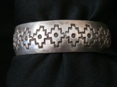Unique Vintage Sterling Silver Aztec Engraved Cuff Bracelet. Make Offer! #g56