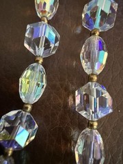 Vintage AB Coated Crystal Brooch Necklace Jewelry Set SPARKLY