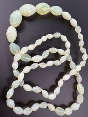 Vintage Art Deco Vaseline Uranium Glass Opaline Glass Bead Necklace 31″