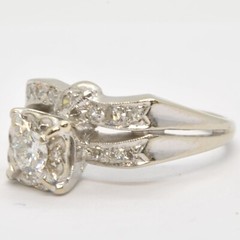 VINTAGE 14K WHITE GOLD ILLUSION SET 1/3CTW DIAMOND BRIDAL ENGAGEMENT ESTATE RING