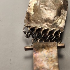 Vintage Swiss Enamel Asian Cities Bracelet – Filigree Silver Metal 7″ Antique