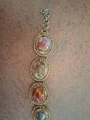 Vintage Boho Statement Bracelet with Natural Gemstones – Adjustable Length