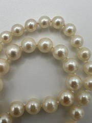 Vtg. 19” Mid-Century Graduated Cultured Akoya Pearl Necklace 14k clasp 4.2-8mm