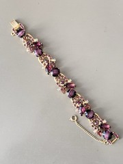 Vintage Verified JULIANA Purple Stripe Parure Set, Bracelet, Brooch & Earrings
