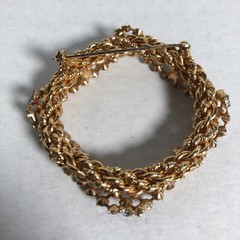 VTG Gold Tone Clear Rhinestones Round Wreath Shape Brooch Pin Estate 2 1/4 Inch