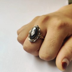 Art Deco Style 925 Silver Victorian handmade Black onyx Anniversary Wedding Ring