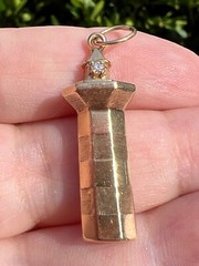 VINTAGE 14K GOLD DIAMOND LIGHTHOUSE CHARM PENDANT SOLID CUSTOM MADE NAUTICAL