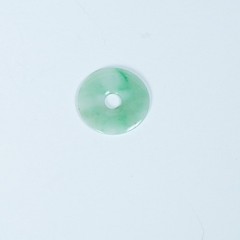 VTG Moss In Snow Variegated Jadeite Donut Pendant ~24mm diam, ~2.53g, no bale