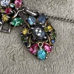 Vintage Hollycraft Rhinestone Bracelet Fruit Salad Silver Tone 7”