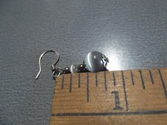 1 Pair Old .75″in Glass Gray w/White Halos Round Dangle Earrings