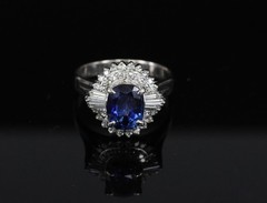 Fine 2.37ct GIA Madagascar Sapphire & 0.54ct Diamond Platinum Ring Size 6.75
