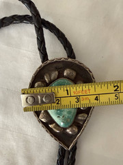 Vtg Southwestern Sterling Silver Turquoise Nugget Bolo Tie by Bennett Pat Pend