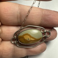 Choker Picture Jasper Sterling Silver 15.5” Antique 24mm X 14mm Stone