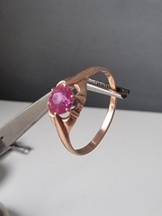 Rare Vintage Original Soviet Russian Solid Rose Gold Sapphire Ring 583 14K USSR