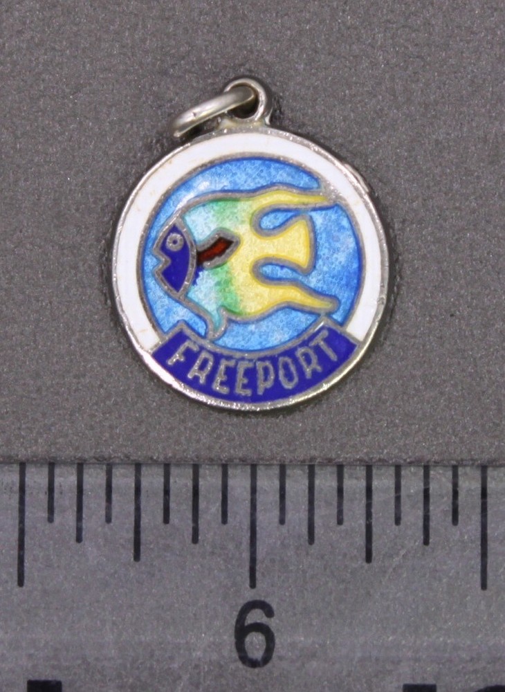 Vintage Sterling Silver Enameled Freeport Bahamas Charm / Pendant