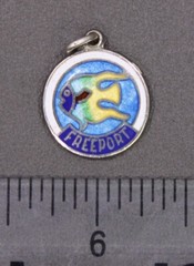 Vintage Sterling Silver Enameled Freeport Bahamas Charm / Pendant