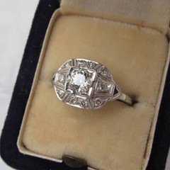 Art Deco Round Cut Lab Created Diamond Anniversary 14K White Gold Filled Ring