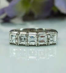 Vintage Asscher Carre Diamond VVS-F Platinum Anniversary Ring Band Estate 1ct+