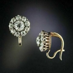 Art Deco Vintage 4.2Ct Round Cut Diamond Drop/Dangle 14K Yellow Gold FN Earrings